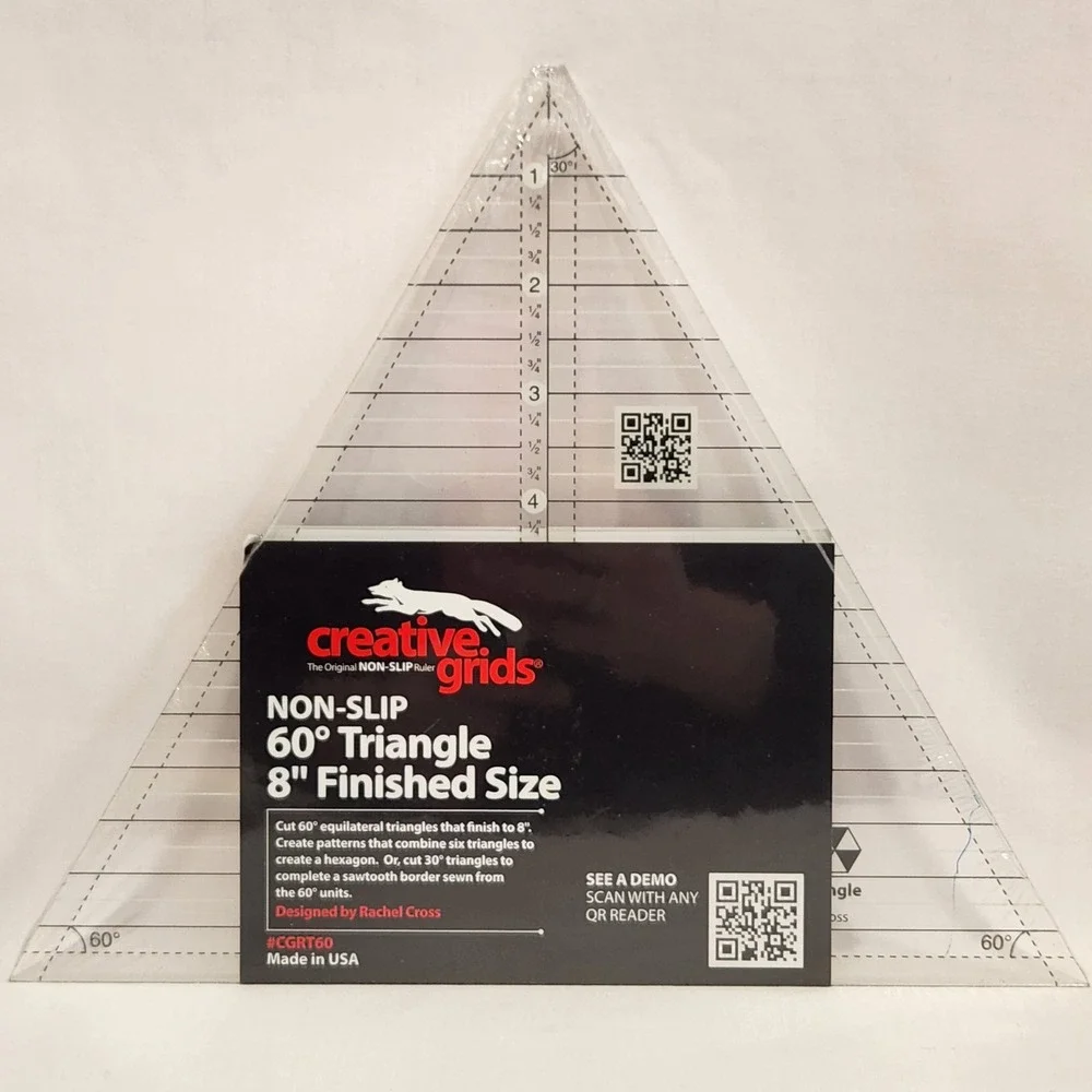 Creative Grids Non-Slip 60 Degree Triangle 8 Inch Finished Size Ruler CGRT60 USA
